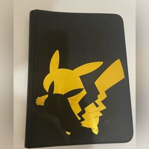 Pokemon Pikachu Ultra Pro Zipper Binder w/ Gold Leatherette 9 Pocket